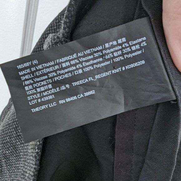 Theory | Charcoal Gray Treeca Slim Fit Dress Pants Size 4 - Picture 8 of 8